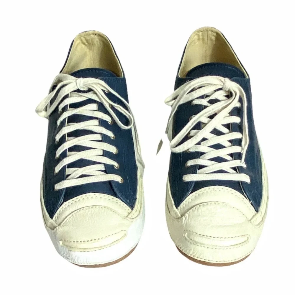 NWOT Converse Jack Purcell Blue Leather Low Top Sneakers - Picture 2 of 12